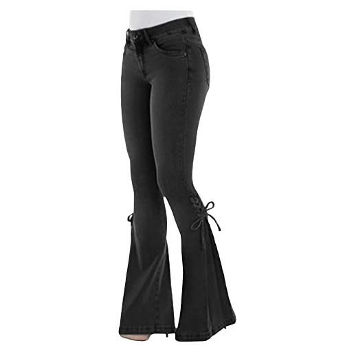 Hongsuny jeans a zampa a vita alta da donna pantaloni skinny in denim slim jeans con fondo a campana pantaloni in denim a gamba larga streetwear