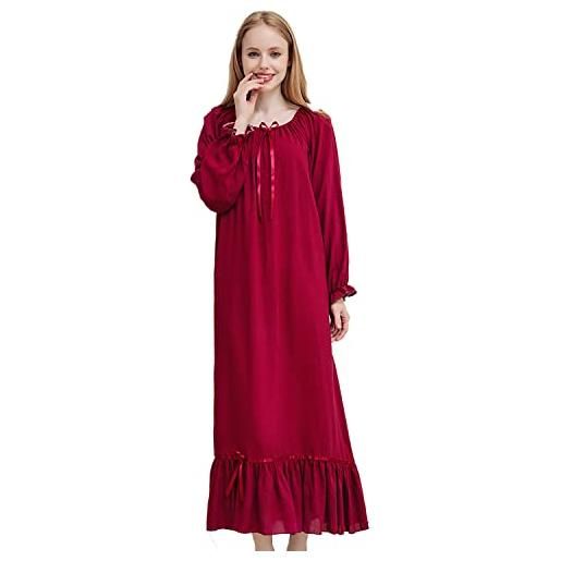 Verve Jelly camicia da notte natalizia da donna camicia da notte vintage da donna romantica classica pigiama da principessa pigiama da notte pigiama vittoriano rosso xxl