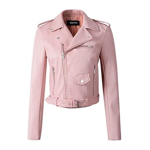 Generico giacca da donna in ecopelle, elegante, con cerniera, da motociclista, classica, corta giacca autunnale donna giacca donna giacca vera pelle donna