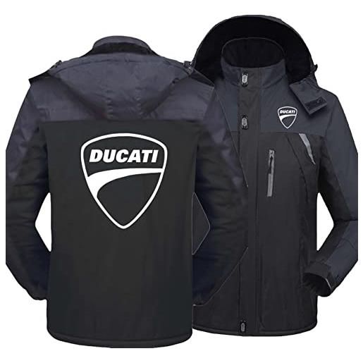 HAAVEN giacca da uomo con stampa ducati giacche invernali cappotto sportivo e per il tempo libero imbottito e rivestito per mantenere calda la giacca a vento-black||xl