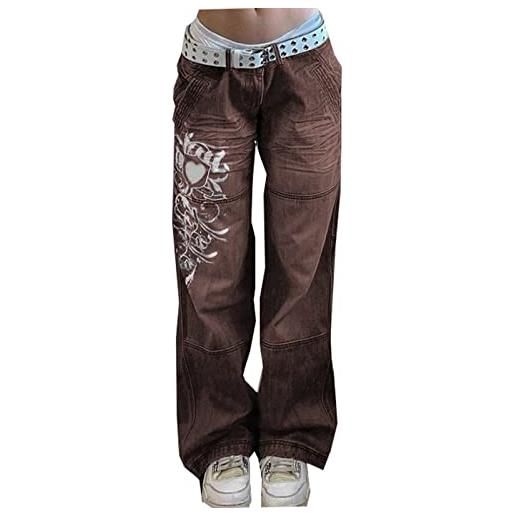 FUZUAA donne y2k baggy denim hosen stile coreano harajuku hot mom denim jeans grunge vintage taschen niedrige taille skinny flare pants 20s retro cargo pants (color: black, size: m)