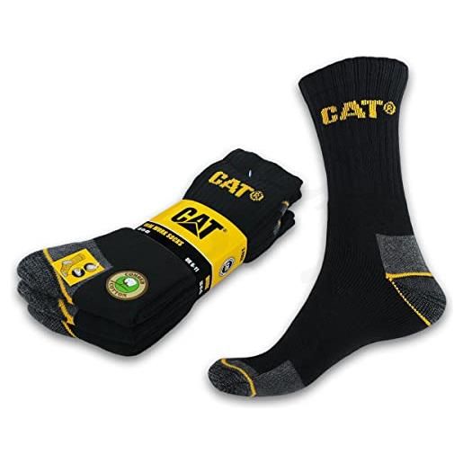 Caterpillar cat® real work socks - calzini da lavoro da donna, taglia 35-50, 6 paia di colore nero, 35-40