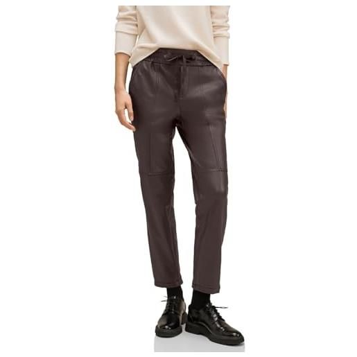 Street One a376974 pantaloni da jogging in ecopelle, nero, 40w x 28l donna