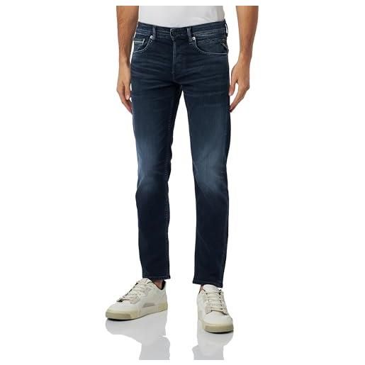 Replay jeans dritti grover da uomo con elasticità, blu (blu scuro 007), 33 w / 32 l