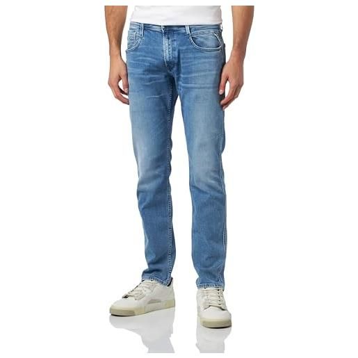 Replay jeans da uomo anbass slim fit con super elasticizzato, blu (light blue 010), 34w / 32l