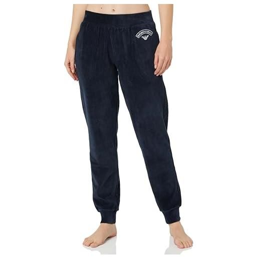 Emporio Armani pantaloni da donna con polsini in velluto a coste felpati, blu marino, xl