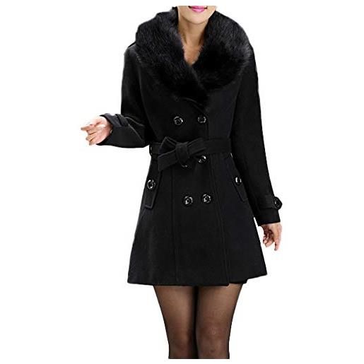 Homebaby Giacca homebaby cappotto donna invernale in lana vintage offerta elegante caldo taglie forti giacca con collo di pelliccia autunnale cappotto classico giubbotto outwear