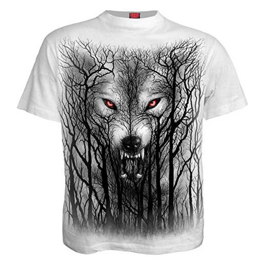 Spiral forest wolf uomo t-shirt bianco/nero xl 100% cotone regular