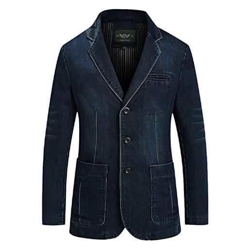 MORISTE giacca in denim da uomo abito maschile oversize cotone vintage cappotto blu giacca in denim uomo jeans blazers, blu, l
