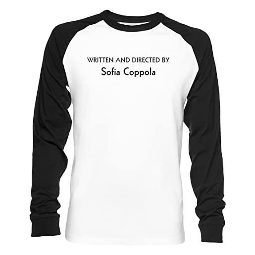 Vendax written and directed by sofia coppola unisex maglietta da baseball a maniche lunghe uomo donna bianca nera