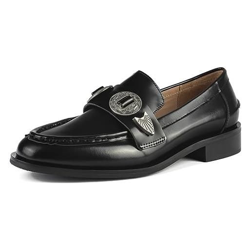 L37 HANDMADE SHOES loafer i pelle naturale i scarpe fatte a mano i stile unico i the gambler, mocassino donna, nero, 40 eu