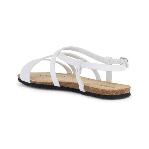 Geox d brionia low b, sandali piatti donna, bianco, 37 eu