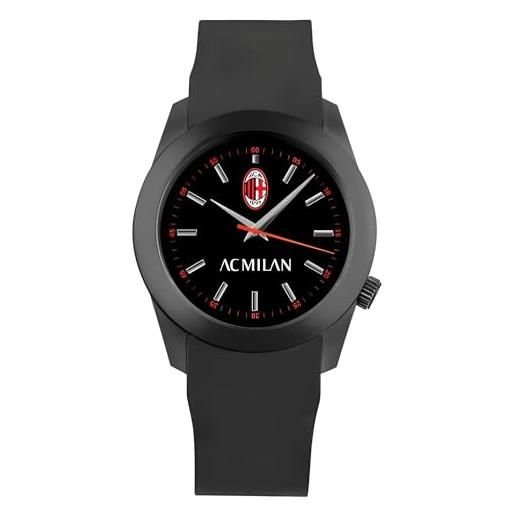 PRESTIGE & DELUXE orologio da polso unisex lowel sport milan cinturino nero - quadrante 40 mm rossonero + portachiave calcio