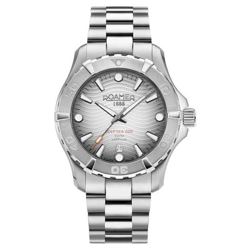 Roamer 860833 41 15 70 deep sea 200 mens silver watch, bracciale