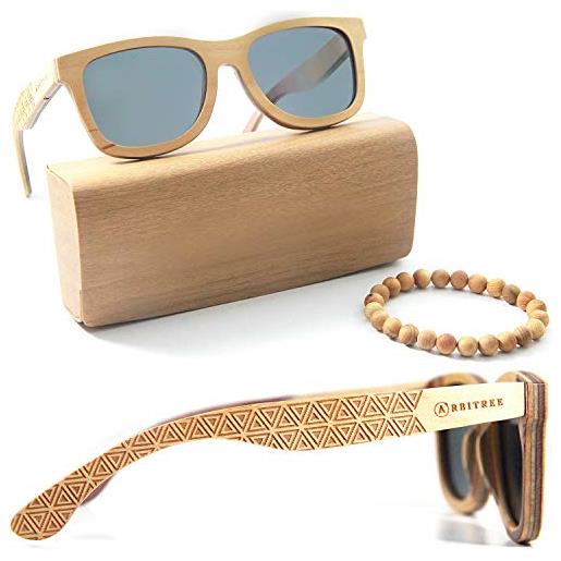 Orbitree occhiali da sole unisex, 100% in legno d'acero