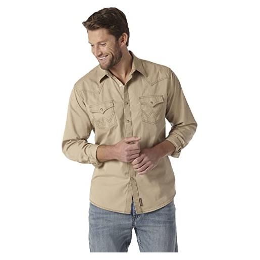 Wrangler mvr502t camicia button-down, marrone chiaro, s uomo