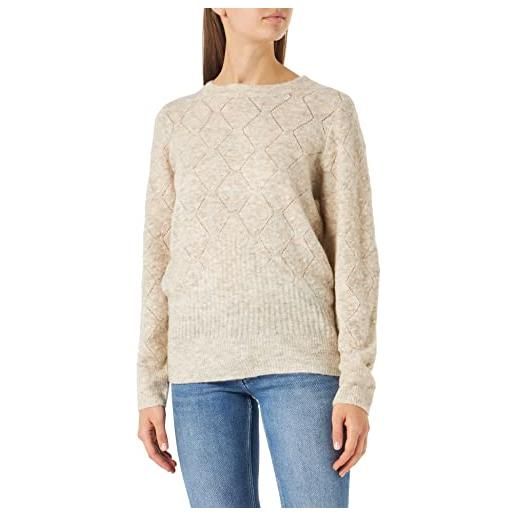 Cream women's knitted pullover da donna slim fit long sleeves maglione, oat melange, xl