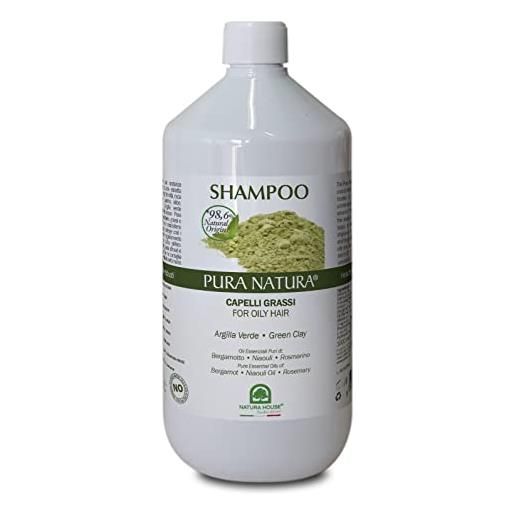 PuraNatura Argilla - shampoo per capelli grassi ultra concentrato con argilla verde, 1000 ml