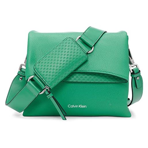 Calvin Klein crossbody cromato, borsa a tracolla con patta 2 in 1 organizzativa donna, bonsai, taglia unica