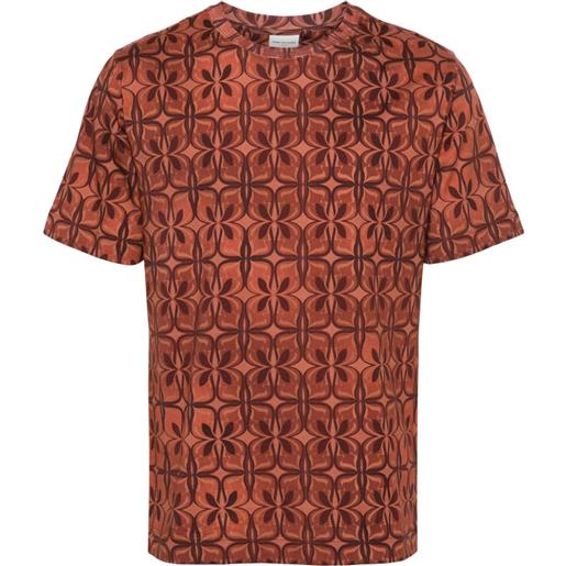 DRIES VAN NOTEN t-shirt con stampa geometrica - marrone