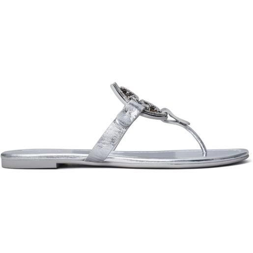 Tory Burch sandali miller con placca logo - argento