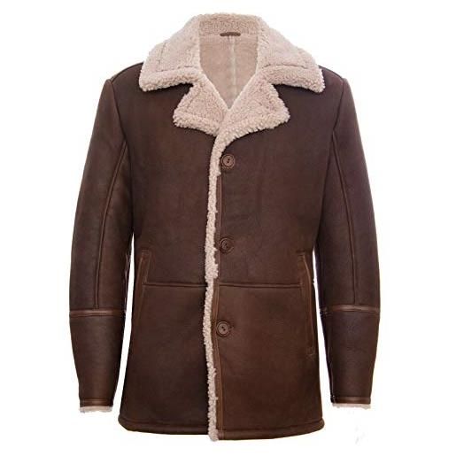 Infinity Leather giacca uomo in pelle di montone marrone stile classico tedesco in vera pelle 3xl