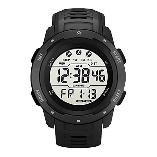 WBTY orologi militari da uomo orologi multifunzionali impermeabili uomo army digital sports outdoor cronometro luminoso orologio da corsa sportivo da uomo(nero)