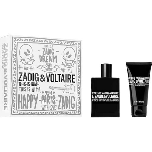 Zadig & Voltaire profumi da uomo this is him!Set regalo eau de toilette spray 50 ml + shower gel 50 ml