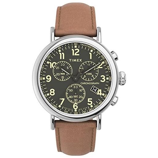 Timex orologio cronografo al quarzo uomo con cinturino in pelle tw2v27500