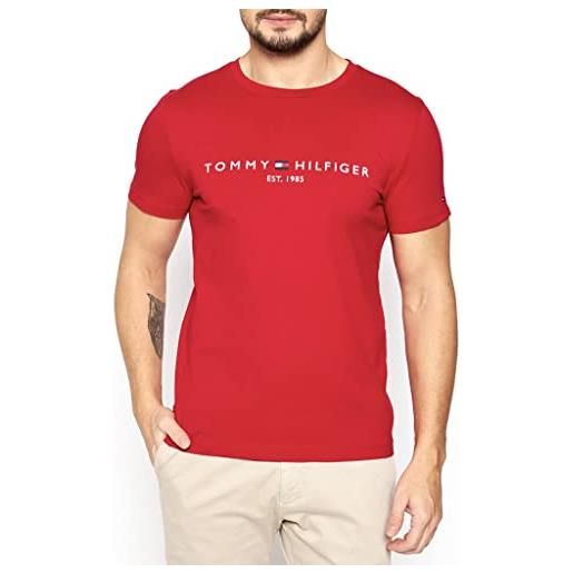 Tommy Hilfiger tommy logo tee, t-shirt, uomo, primary red, xl