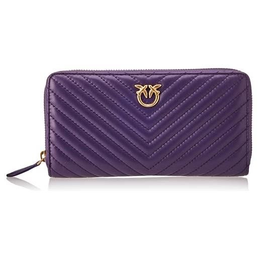 Pinko ryder zip around sheep nappa c, accessori da viaggio-portafogli donna, w84q_viola uva-antique gold, u