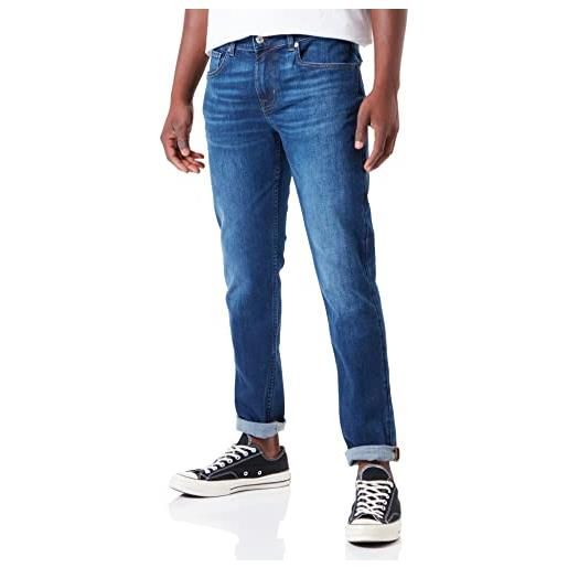 7 For All Mankind jeans da uomo slimmy tapered stretch tek, blu scuro, regular