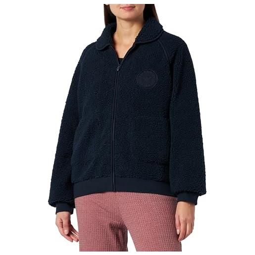 Emporio Armani giacca da donna in pile fuzzy full zip completa, blu marino, m (pacco da 2)