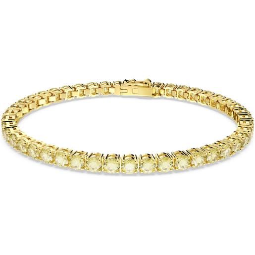 SWAROVSKI bracciale matrix tennis, taglio tondo, piccolo giallo, xl