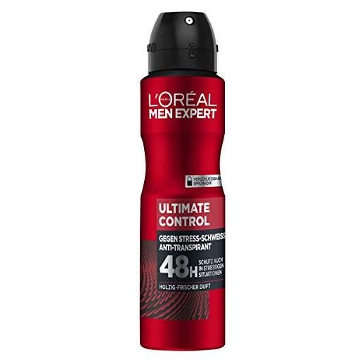 L'oréal men expert ultimate control deodorante spray protegge contro il fastidioso sudore dallo stress e entusiasma grazie al suo profumo maschile (6 x 150 ml)