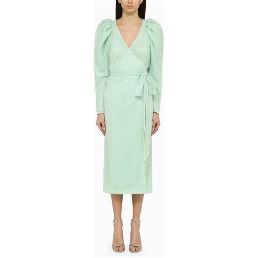 ROTATE Birger Christensen abito midi color misty jade in poliestere riciclato