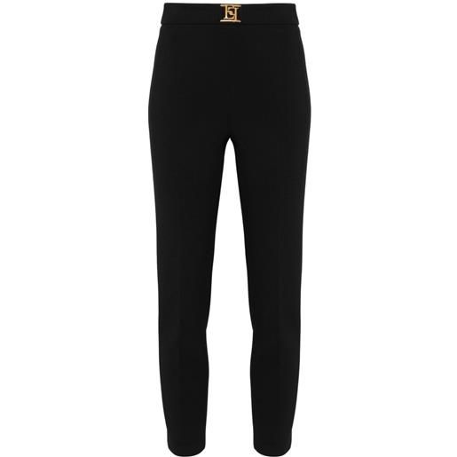 Elisabetta Franchi pantaloni slim con placca logo - nero