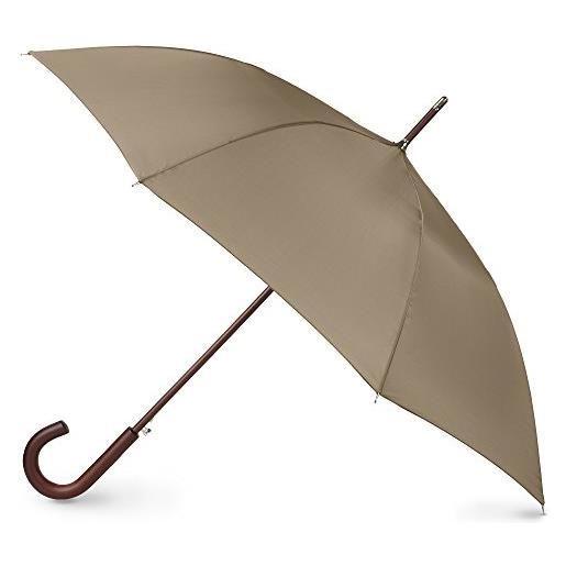 totes ombrello in legno aperto automatico, beige, taglia unica, bastone di legno automatico