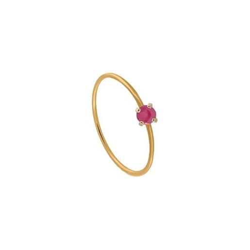 Bea Soldado anello solitario rubino 9k taglia14 anello rubino in oro giallo 9k con rubino da 3mm per donna, oro 9 k, rubino