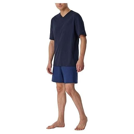 Schiesser pigiama corto con scollo a v - nightwear set due pezzi, blu scuro_159617, 54 uomo