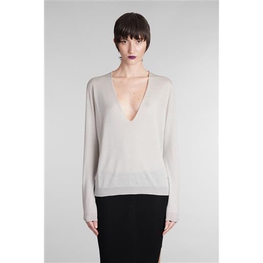 Rick Owens maglia dylan sweater in lana grigia
