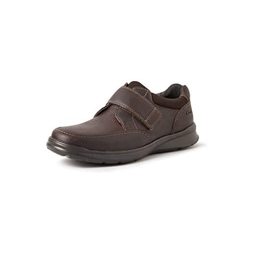Clarks cotrell strap, mocassino uomo, brown tumbled leather, 43 eu
