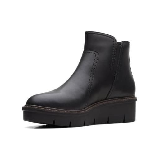 Clarks zip airabell, chelsea boot donna, black smooth, 39.5 eu