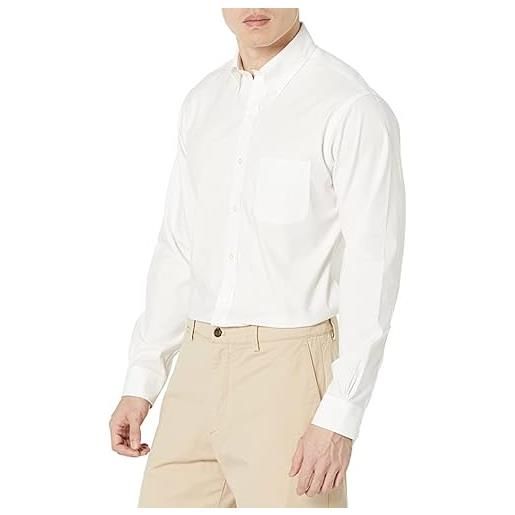 Brooks Brothers camicia button down regent fit, tessuto pinpoint elegante, bianco, 17 35 uomo