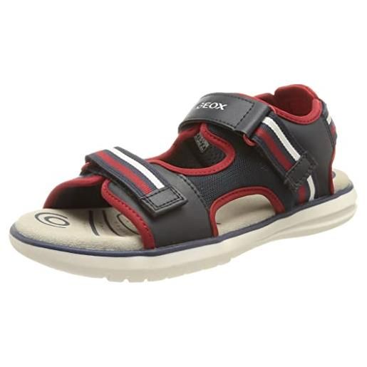 Geox j sandal maratea boy, sandali bambini e ragazzi, blu/rosso (navy/red), 32 eu