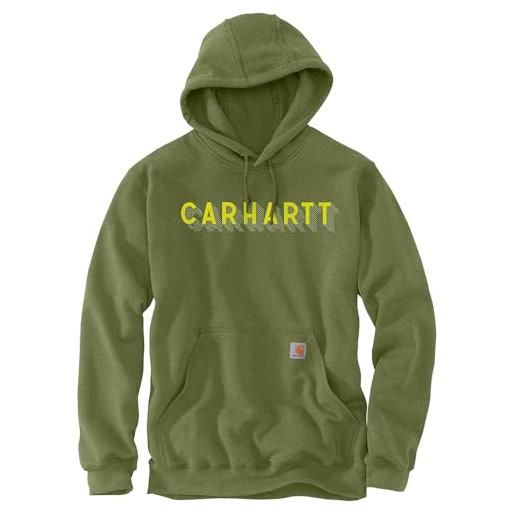 Carhartt felpa con logo rain defender graphic, verde scuro, m