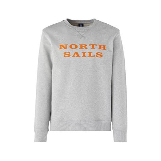 North sails crewneck sweatshirt w/graphic maglia di tuta, grey melange, x-large uomo