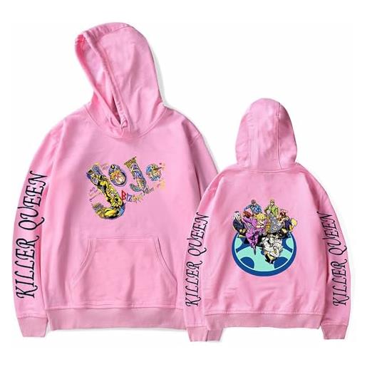 charous anime jo. Jo's bizarre adventure cosplay cartoon hoodie, unisex casual felpa rosa usato per manga fans regalo