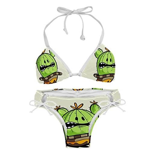 Generic set bikini per donna costume da bagno da spiaggia cactus, multicolore, taglia unica-m