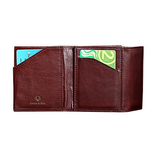 Cronus & Rhea - portafoglio con portamonete (demeter) - porta biglietti fermasoldi - vera pelle - con scatola regalo (marrone scuro)